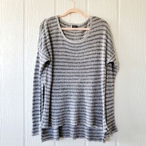 Volcom Slouchy Oversized Striped Tunic Sweater Cover Up Side Slits Medium